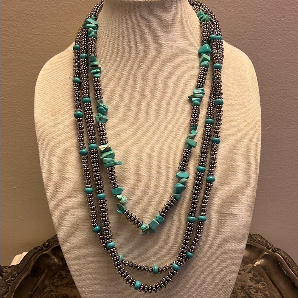South western style necklace with faux turquoise